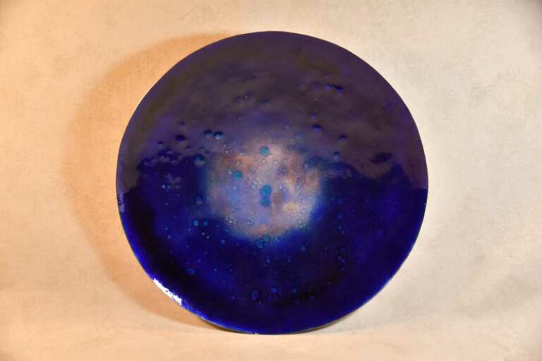 Coupe diamètre 40 cm « L’opale bleue » plein émail sur cuivre