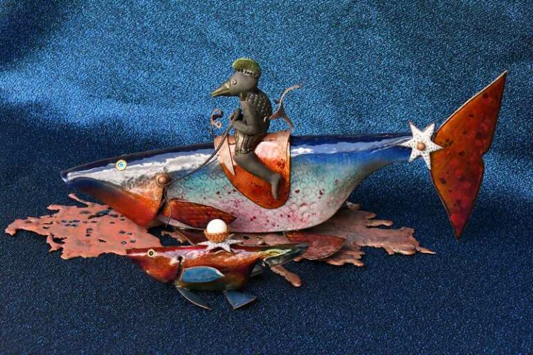 Sculpture long 50 cm « La fille du martin pêcheur »